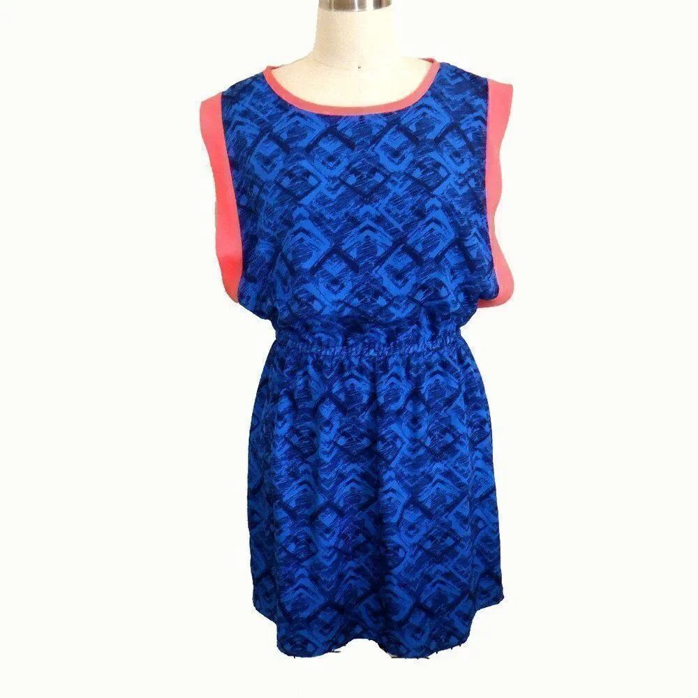 Charming Charlie retro blue orange Chevron dress